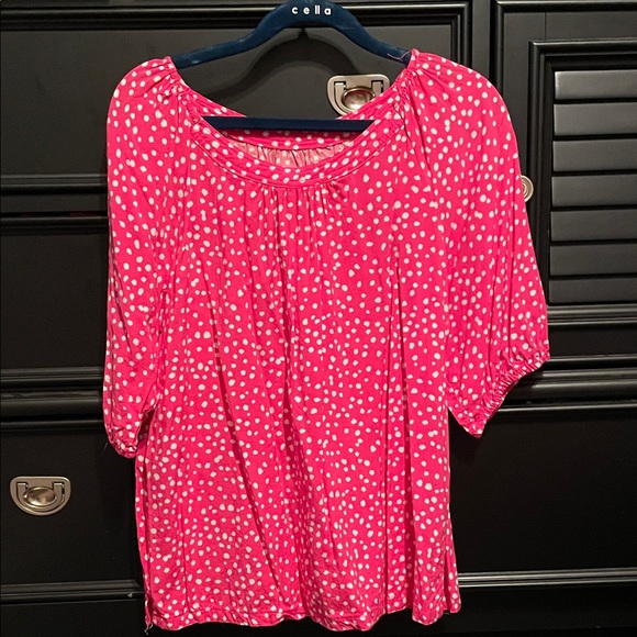 Source Unknown Tops - Pink and White Polka Dot Blouse